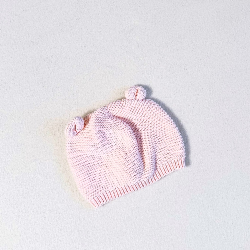 3/$25 Baby Gap Pink Knitted Kids Beanie with Ears Cotton Hat 12–18M Warm Cozy